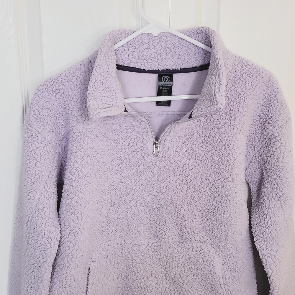 C9 by Champion Girls Fleece Pullover Lavender 1/4 Zip Long Sleeve XL 14/16